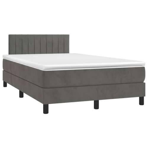 Box spring krevet s madracem tamnosivi 120 x 200 cm baršunasti - Tamno siva 120 x 200 cm Okomite pruge Cijena