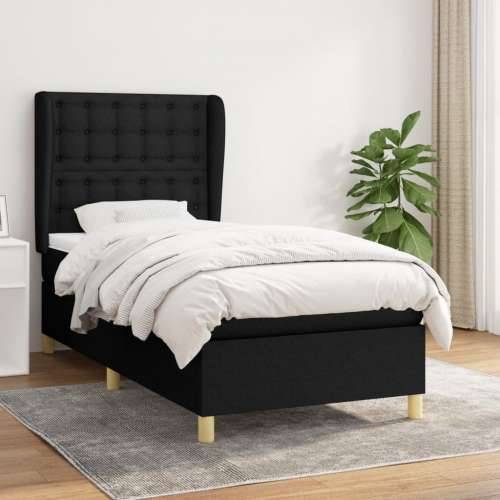 Krevet s oprugama i madracem crni 100 x 200 cm od tkanine - Crna 100 x 200 cm gumbi Cijena