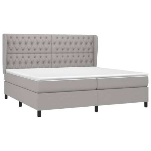 Krevet s oprugama i madracem svjetlosivi 200 x 200cm od tkanine - Svjetlosiva 200 x 200 cm Dizajn s gumbima Cijena