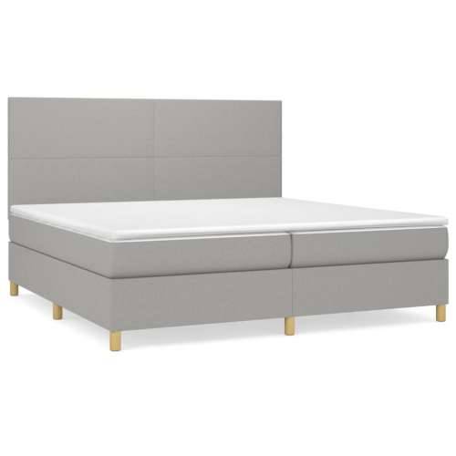 Krevet s oprugama i madracem svjetlosivi 200 x 200cm od tkanine - Svjetlosiva 200 x 200 cm Gladak dizajn Cijena
