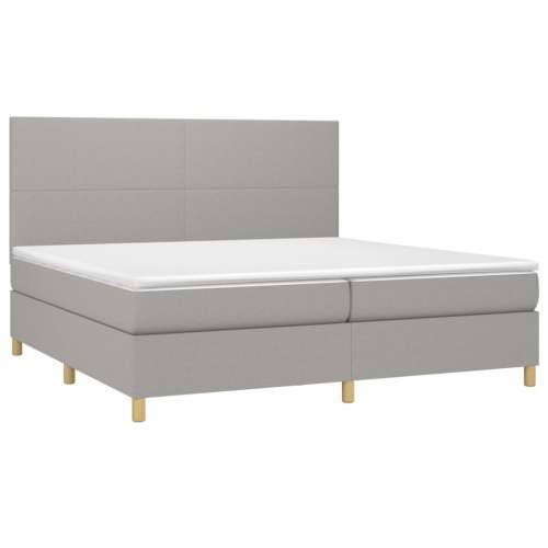 Krevet s oprugama i madracem svjetlosivi 200 x 200cm od tkanine - Svjetlosiva 200 x 200 cm Gladak dizajn Cijena