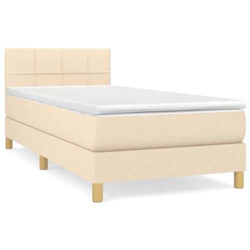 Krevet s oprugama i madracem krem 100 x 200 cm od tkanine - Krema 100 x 200 cm Blok s kvadratima Cijena