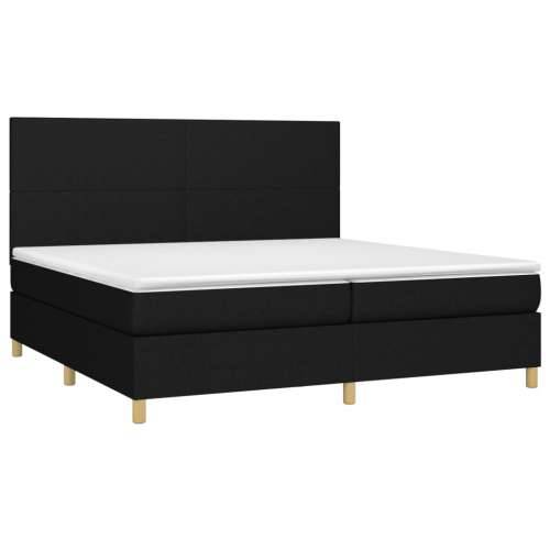 Krevet s oprugama i madracem crni 200x200 cm od tkanine - Crna 200 x 200 cm Gladak dizajn Cijena