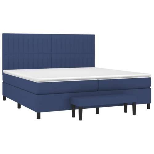 Krevet s oprugama i madracem plavi 200 x 200 cm od tkanine - Plava 200 x 200 cm Okomite pruge Cijena