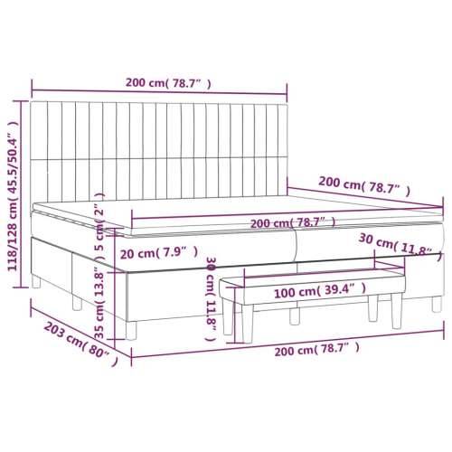 Krevet s oprugama i madracem plavi 200 x 200 cm od tkanine - Plava 200 x 200 cm Okomite pruge Cijena