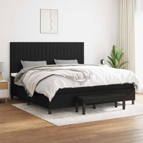 Krevet s oprugama i madracem crni 200x200 cm od tkanine - Crna 200 x 200 cm Okomite pruge Cijena