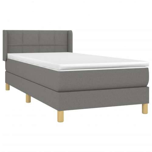Krevet s oprugama i madracem tamnosivi 100 x 200 cm od tkanine - Tamno siva 100 x 200 cm Blok s kvadratima Cijena