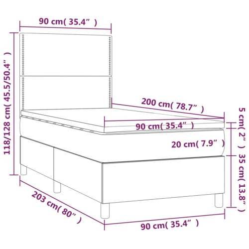 Krevet s oprugama i madracem crni 90x200 cm od tkanine - Crna 90 x 200 cm Obično s čavlima Cijena