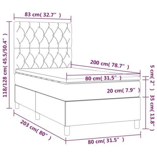 Okvir kreveta s oprugama i madrac svjetlosivi 80x200cm tkanina - Svjetlosiva 80 x 200 cm Dizajn s gumbima Cijena