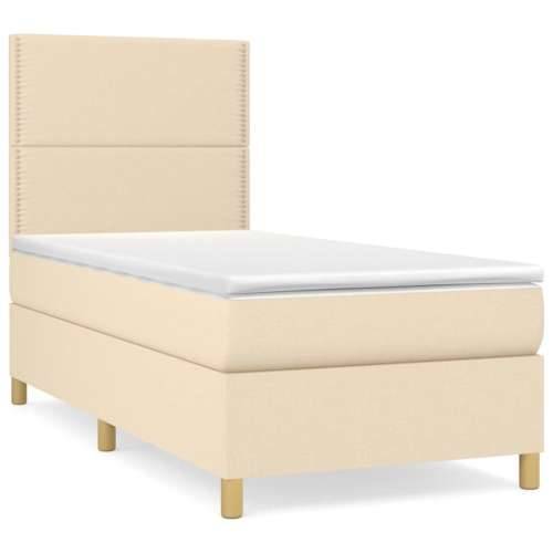 Krevet s oprugama i madracem krem 90 x 200 cm od tkanine - Krema 90 x 200 cm Obično s čavlima Cijena