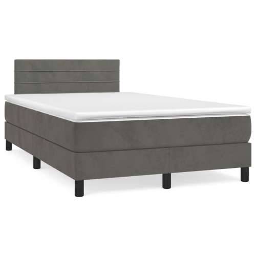 Box spring krevet s madracem tamnosivi 120 x 200 cm baršunasti - Tamno siva 120 x 200 cm vodoravne pruge Cijena