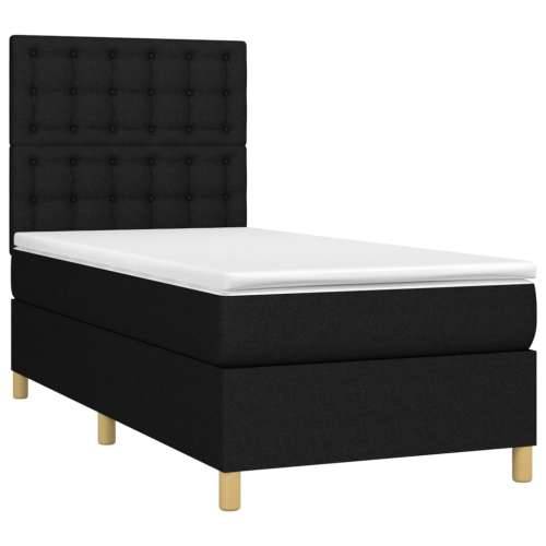 Krevet s oprugama i madracem crni 100 x 200 cm od tkanine - Crna 100 x 200 cm gumbi Cijena
