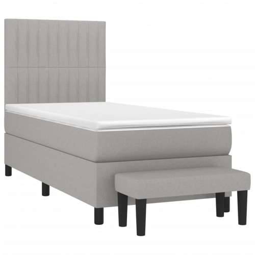 Okvir kreveta s oprugama i madrac svjetlosivi 80x200cm tkanina - Svjetlosiva 80 x 200 cm Okomite pruge Cijena