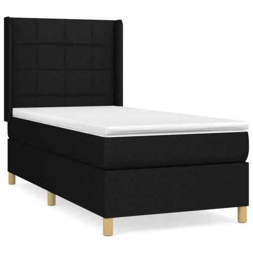 Krevet s oprugama i madracem crni 100 x 200 cm od tkanine - Crna 100 x 200 cm Blok s kvadratima Cijena