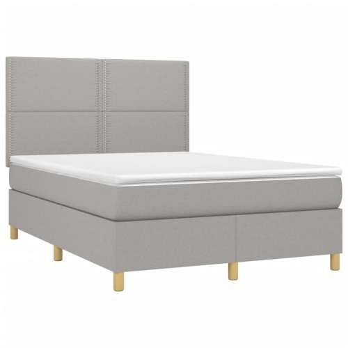 Krevet box spring s madracem svjetlosivi 140x200 cm od tkanine - Svjetlosiva 140 x 200 cm Obično s čavlima Cijena