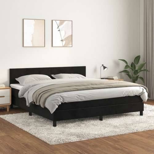 Krevet s oprugama i madracem crni 180x200 cm baršunasti - Crna 180 x 200 cm Gladak dizajn Cijena