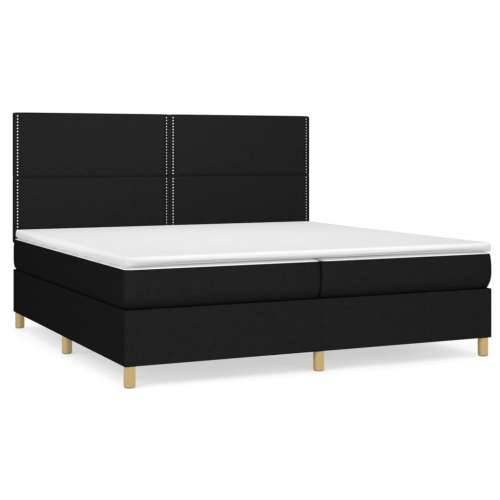 Krevet s oprugama i madracem crni 200x200 cm od tkanine - Crna 200 x 200 cm Obično s čavlima Cijena