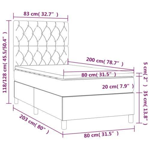 Okvir kreveta s oprugama i madrac tamnosivi 80x200cm od tkanine - Tamno siva 80 x 200 cm Dizajn s gumbima Cijena