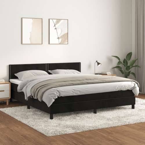 Krevet s oprugama i madracem crni 180x200 cm baršunasti - Crna 180 x 200 cm Obično s čavlima Cijena