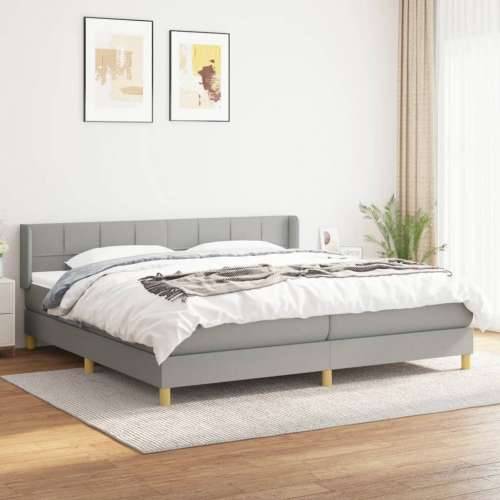 Krevet s oprugama i madracem svjetlosivi 200 x 200cm od tkanine - Svjetlosiva 200 x 200 cm Blok s kvadratima Cijena
