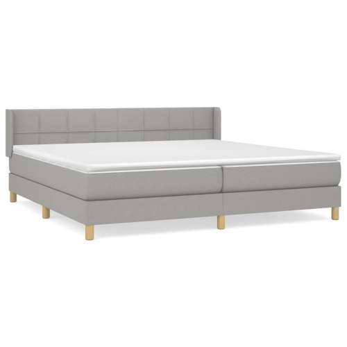 Krevet s oprugama i madracem svjetlosivi 200 x 200cm od tkanine - Svjetlosiva 200 x 200 cm Blok s kvadratima Cijena