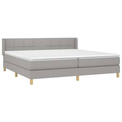 Krevet s oprugama i madracem svjetlosivi 200 x 200cm od tkanine - Svjetlosiva 200 x 200 cm Blok s kvadratima Cijena