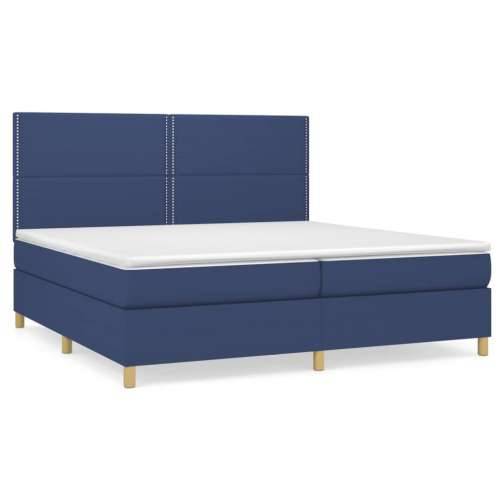 Krevet s oprugama i madracem plavi 200 x 200 cm od tkanine - Plava 200 x 200 cm Obično s čavlima Cijena