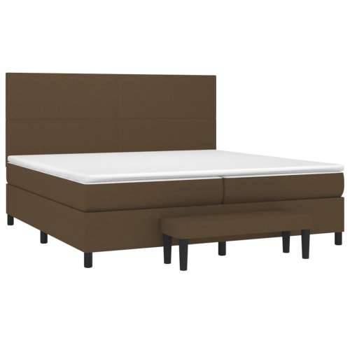 Krevet s oprugama i madracem tamnosmeđi 200x200 cm od tkanine - Tamno smeđa 200 x 200 cm Gladak dizajn Cijena
