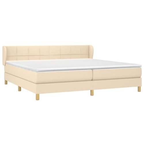 Krevet s oprugama i madracem krem 200 x 200 cm od tkanine - Krema 200 x 200 cm Blok s kvadratima Cijena
