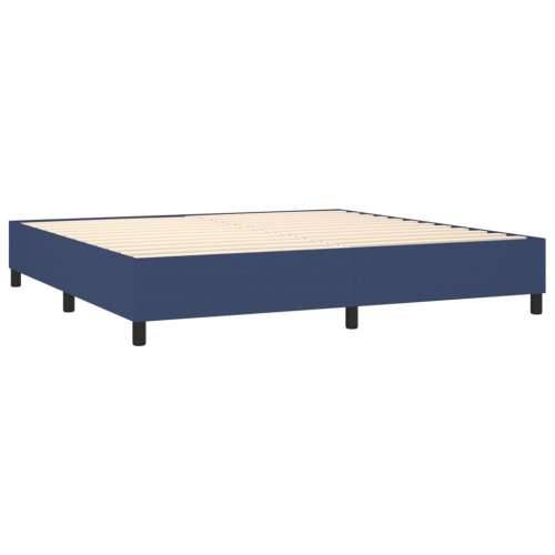Krevet s oprugama i madracem plavi 200 x 200 cm od tkanine - Plava 200 x 200 cm Blok s kvadratima Cijena