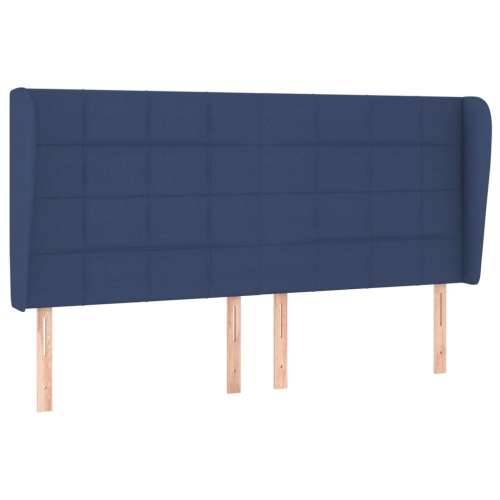 Krevet s oprugama i madracem plavi 200 x 200 cm od tkanine - Plava 200 x 200 cm Blok s kvadratima Cijena