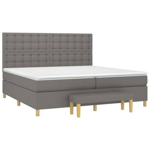 Krevet s oprugama i madracem tamnosivi 200 x 200 cm od tkanine - Tamno siva 200 x 200 cm gumbi Cijena