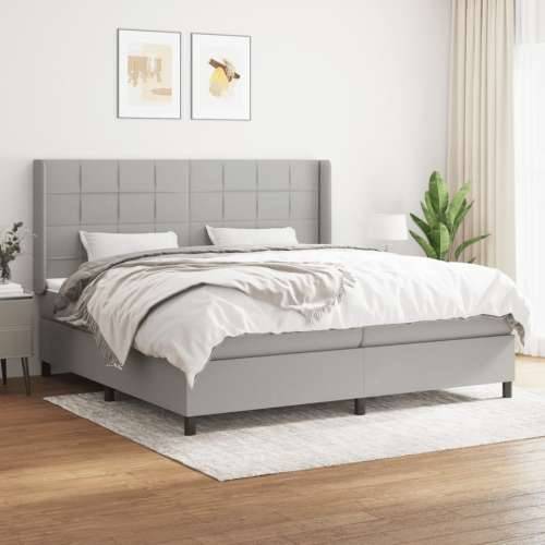 Krevet s oprugama i madracem svjetlosivi 200 x 200cm od tkanine - Svjetlosiva 200 x 200 cm Blok s kvadratima Cijena