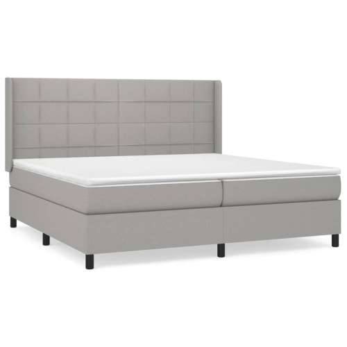 Krevet s oprugama i madracem svjetlosivi 200 x 200cm od tkanine - Svjetlosiva 200 x 200 cm Blok s kvadratima Cijena