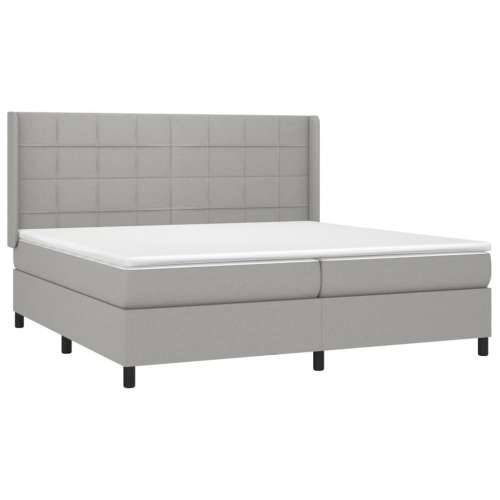 Krevet s oprugama i madracem svjetlosivi 200 x 200cm od tkanine - Svjetlosiva 200 x 200 cm Blok s kvadratima Cijena