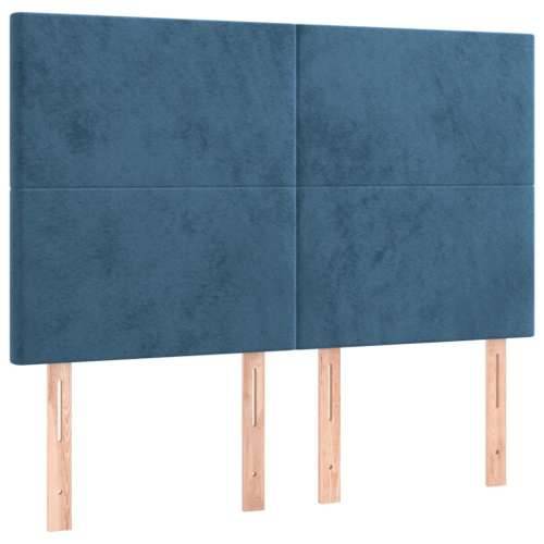 Krevet s oprugama i madracem tamnoplavi 140x190 cm baršunasti - Tamno plava 140 x 190 cm Gladak dizajn Cijena