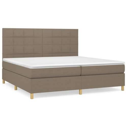 Krevet s oprugama i madracem smeđesivi 200x200 cm od tkanine - Sivo-smeđa 200 x 200 cm Blok s kvadratima Cijena