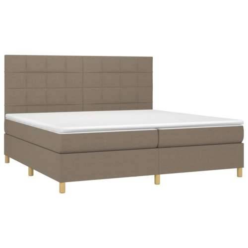Krevet s oprugama i madracem smeđesivi 200x200 cm od tkanine - Sivo-smeđa 200 x 200 cm Blok s kvadratima Cijena