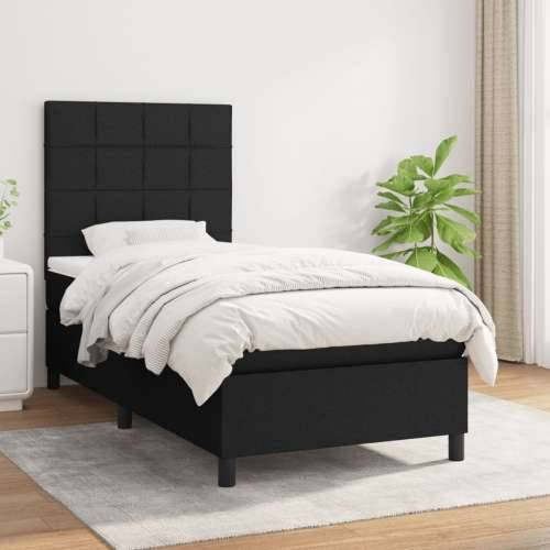 Krevet s oprugama i madracem crni 90x200 cm od tkanine - Crna 90 x 200 cm Blok s kvadratima Cijena