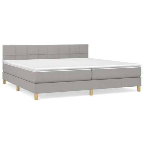 Krevet s oprugama i madracem svjetlosivi 200 x 200cm od tkanine - Svjetlosiva 200 x 200 cm Blok s kvadratima Cijena