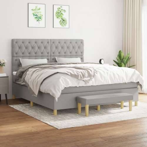 Krevet box spring s madracem svjetlosiva 160x200 cm tkanina - Svjetlosiva 160 x 200 cm Dizajn s gumbima Cijena