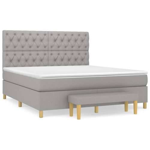 Krevet box spring s madracem svjetlosiva 160x200 cm tkanina - Svjetlosiva 160 x 200 cm Dizajn s gumbima Cijena