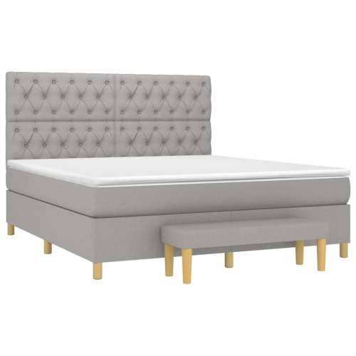 Krevet box spring s madracem svjetlosiva 160x200 cm tkanina - Svjetlosiva 160 x 200 cm Dizajn s gumbima Cijena