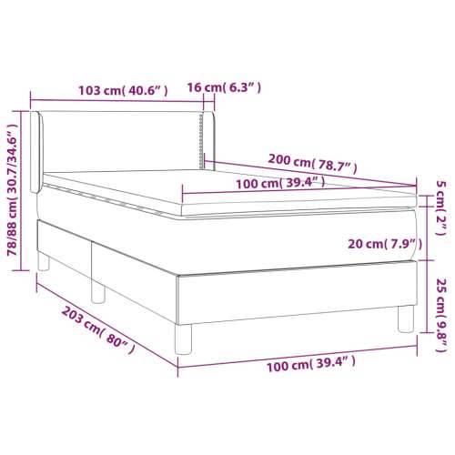 Krevet s oprugama i madracem tamnosivi 100 x 200 cm od tkanine - Tamno siva 100 x 200 cm Obično s čavlima Cijena