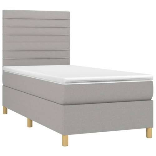 Box spring krevet s madracem svjetlosivi 90x190 cm od tkanine Svjetlosiva 90 x 190 cm vodoravne pruge Cijena