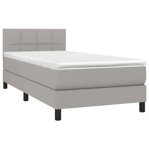 Okvir kreveta s oprugama i madrac svjetlosivi 90x200cm tkanina - Svjetlosiva 90 x 200 cm Blok s kvadratima Cijena