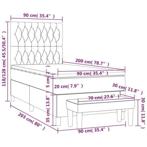 Box spring krevet s madracem tamnozeleni 90x200 cm baršunasti - Tamnozelena 90 x 200 cm Dizajn s gumbima Cijena