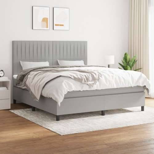 Krevet box spring s madracem svjetlosiva 160x200 cm tkanina - Svjetlosiva 160 x 200 cm Okomite pruge Cijena
