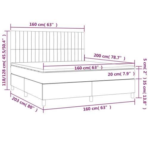Krevet box spring s madracem svjetlosiva 160x200 cm tkanina - Svjetlosiva 160 x 200 cm Okomite pruge Cijena