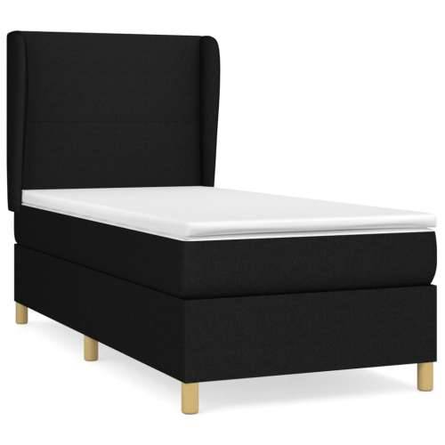 Krevet s oprugama i madracem crni 90x200 cm od tkanine - Crna 90 x 200 cm Gladak dizajn Cijena